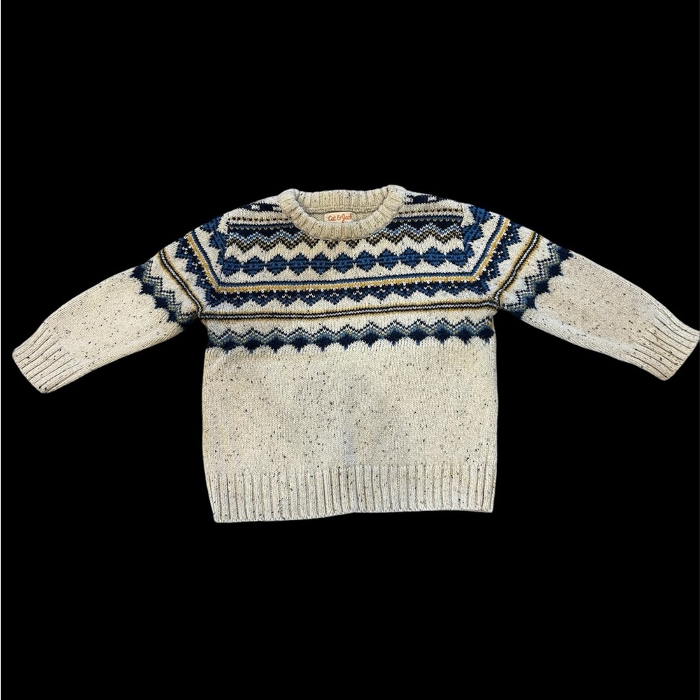 Cat & Jack Cream and Blue Crewneck Sweater